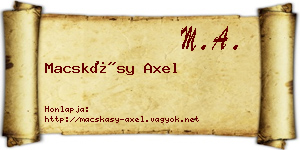 Macskásy Axel névjegykártya